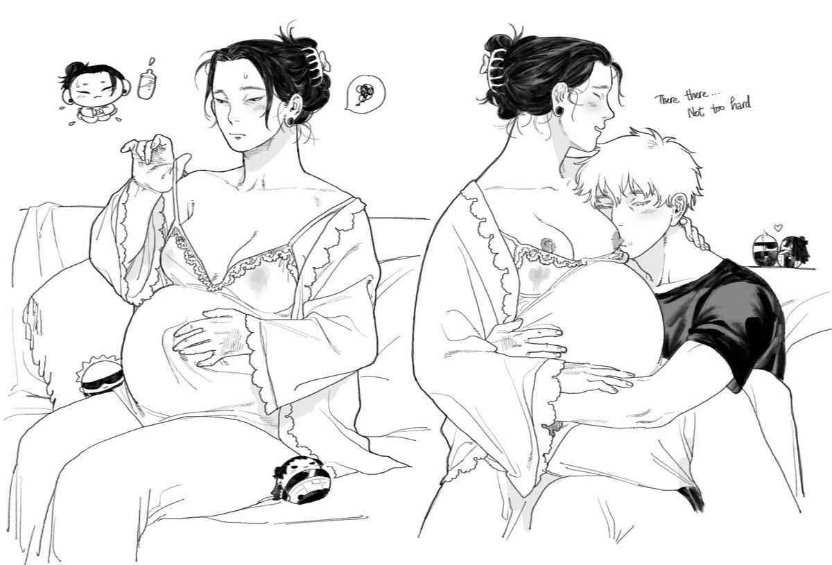 1boy, 1girls, female, getoswomb, jujutsu kaisen, male, pregnant, rule 63, satoru gojo, scar, sucking nipples, suguru geto