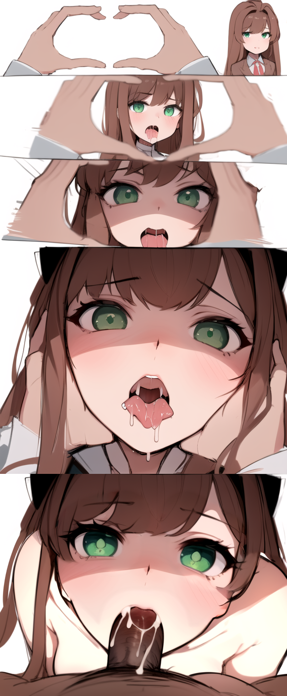 ai_generated blowjob challenge cheating cuckold cuckolding cum cum_in_mouth dark-skinned_male dark_skin delcos dick doki_doki_literature_club drooling heart interracial meme monika_(doki_doki_literature_club) netorare ntr series snoot_challenge tagme