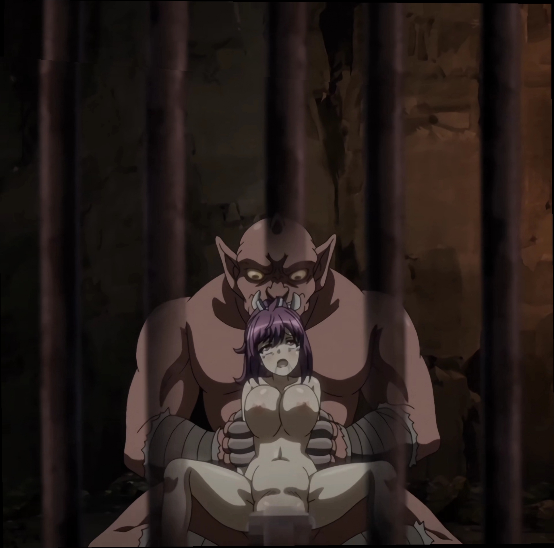 absurdly large cock, arms held, behind bars, breasts, breeding slave, captured, censored, censored penis, cock sleeve, completely nude, damsel in distress, female, fuck meat, goblin, goblin no suana, helpless, ilari (goblin no suana), interspecies, large breasts, large penis, legs spread, light skin, light-skinned female, majin (company), majin label, male, monster cock, monster rape, monster sex, naked, naked female, nude, nude female, penis, prison bitch, pussy, rape, red-skinned male, sex, size difference, spread legs, vaginal penetration, vaginal sex