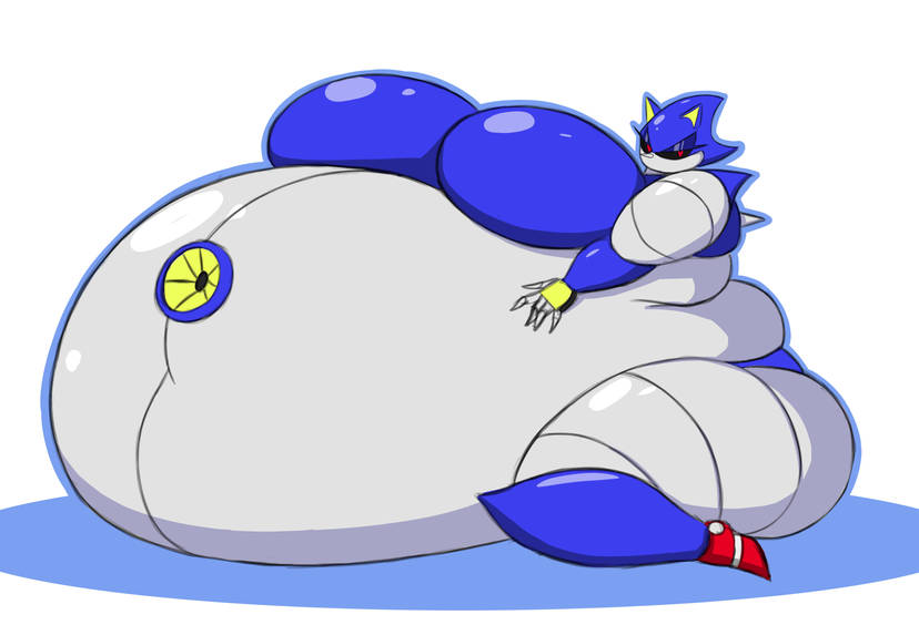 fat fat_belly fat_breasts fat_robot fat_thighs genderswap_(mtf) huge_belly huge_breasts immobile looking_at_viewer massive_belly metal_sonic mizz-britt obese robot rule_63 sega sonic_(series) sonic_the_hedgehog_(series)