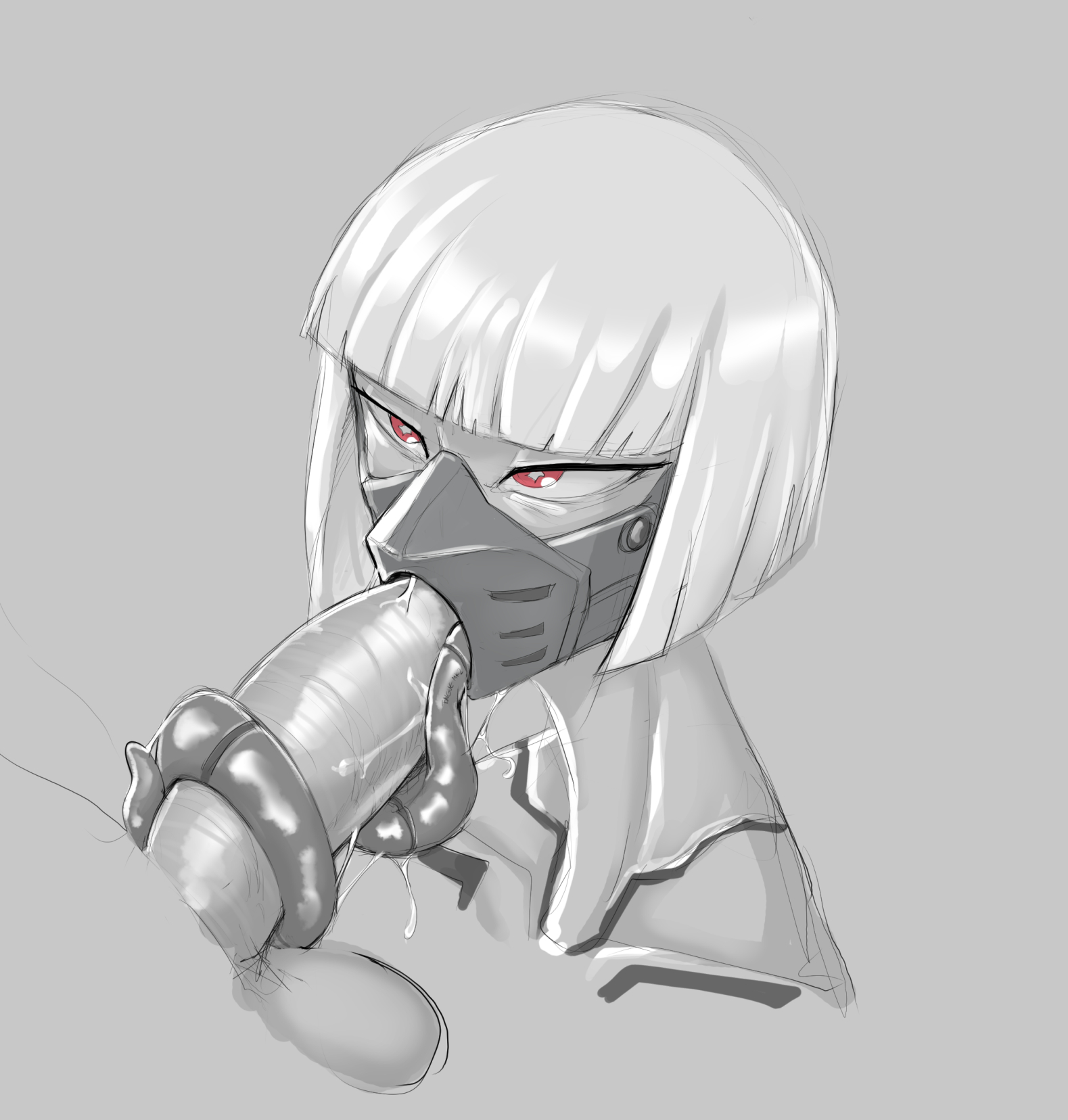 1boy, 1girls, blowjob, cyberpunk 2077, cyberpunk: edgerunners, darkminou, female, female focus, kiwi (edgerunners), long tongue, looking at viewer, male, no artist signature, no source, oral, oral sex, penis, sex, tongue around penis, tonguejob