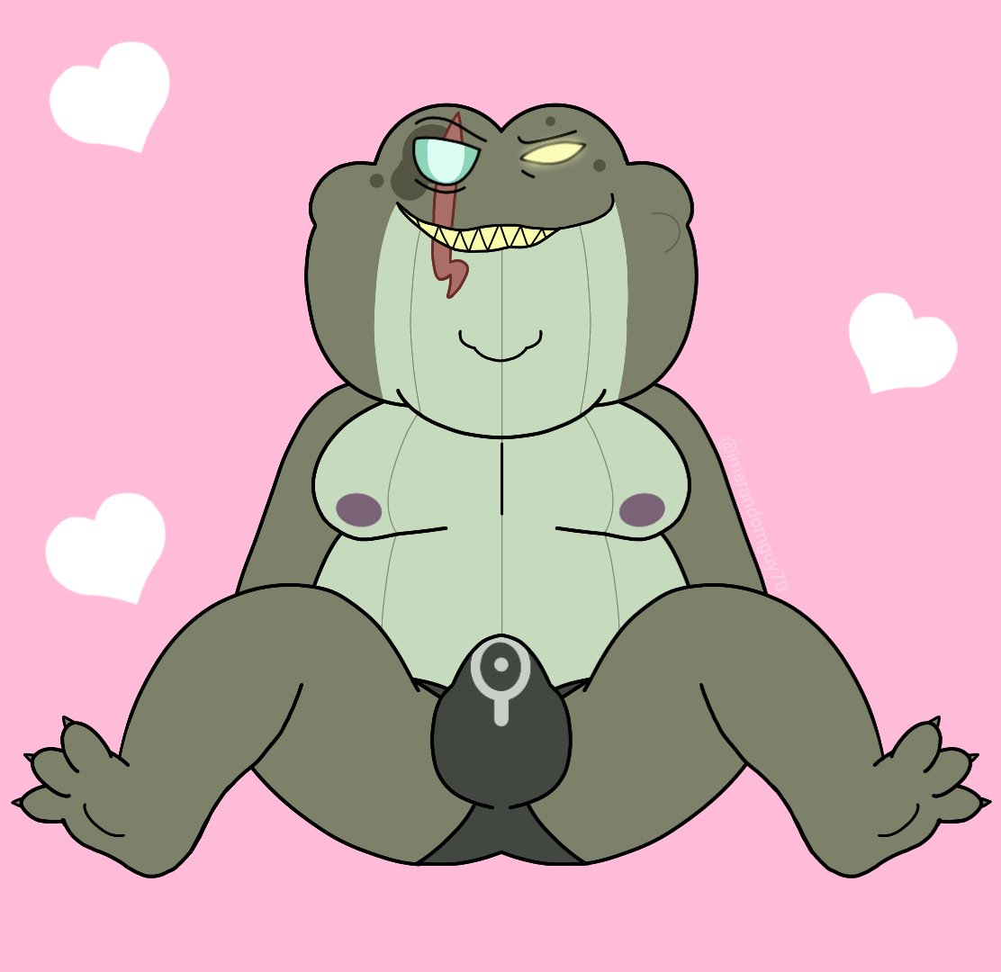 amphibia amphibia_(series) amphibian amphibian_humanoid blue_eye captain_grime disney facial_scar gay green_body green_skin heterochromia imarandomguy70 male male_only mature mature_male nipples scar semi_nude solo_male toad_(frog) underwear yaoi yellow_eye