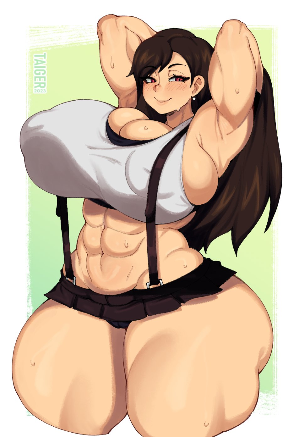 armpits black_hair buff final_fantasy final_fantasy_vii fit_female massive_thighs muscular tagme taigerarts thick_thighs tifa_lockhart venus_body voluptuous