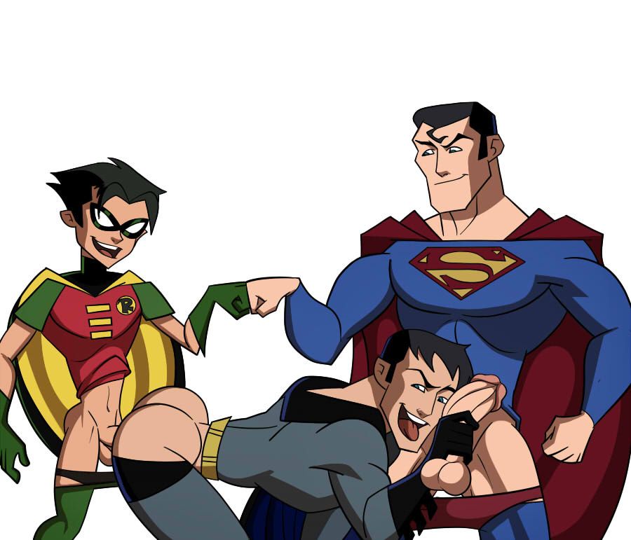 batman batman_(bruce_wayne) batman_(series) bruce_wayne clark_kent dc dc_comics dick_grayson gay iyumiblue kal-el male robin_(dc) robin_(dick_grayson) superman superman_(clark_kent) superman_(series) the_batman white_background yaoi