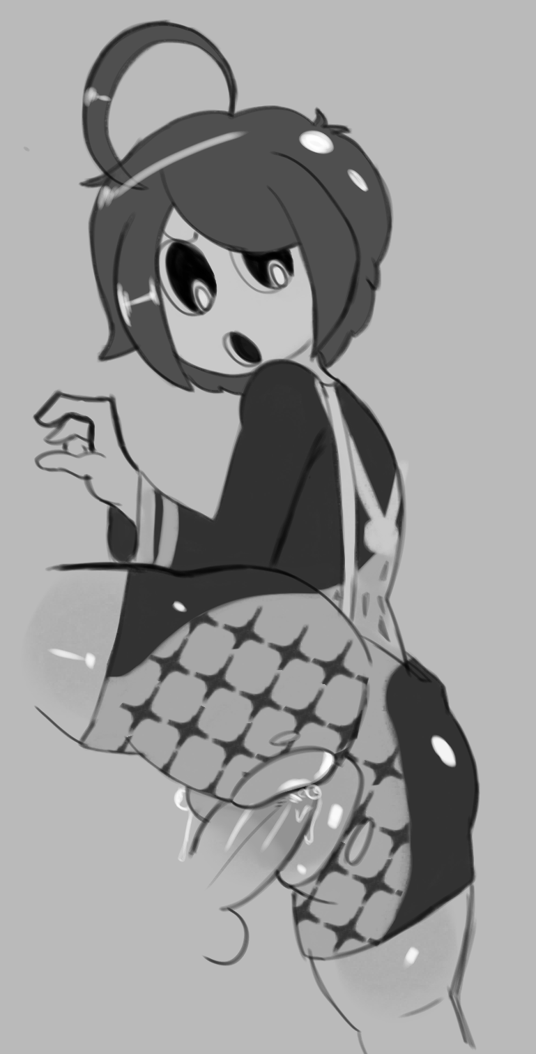 allister (pokemon), black and white, cum, femboy, fungicrybaby, male, male/male, mask, pokemon, raised leg, ripped clothing, ripped pants, yaoi