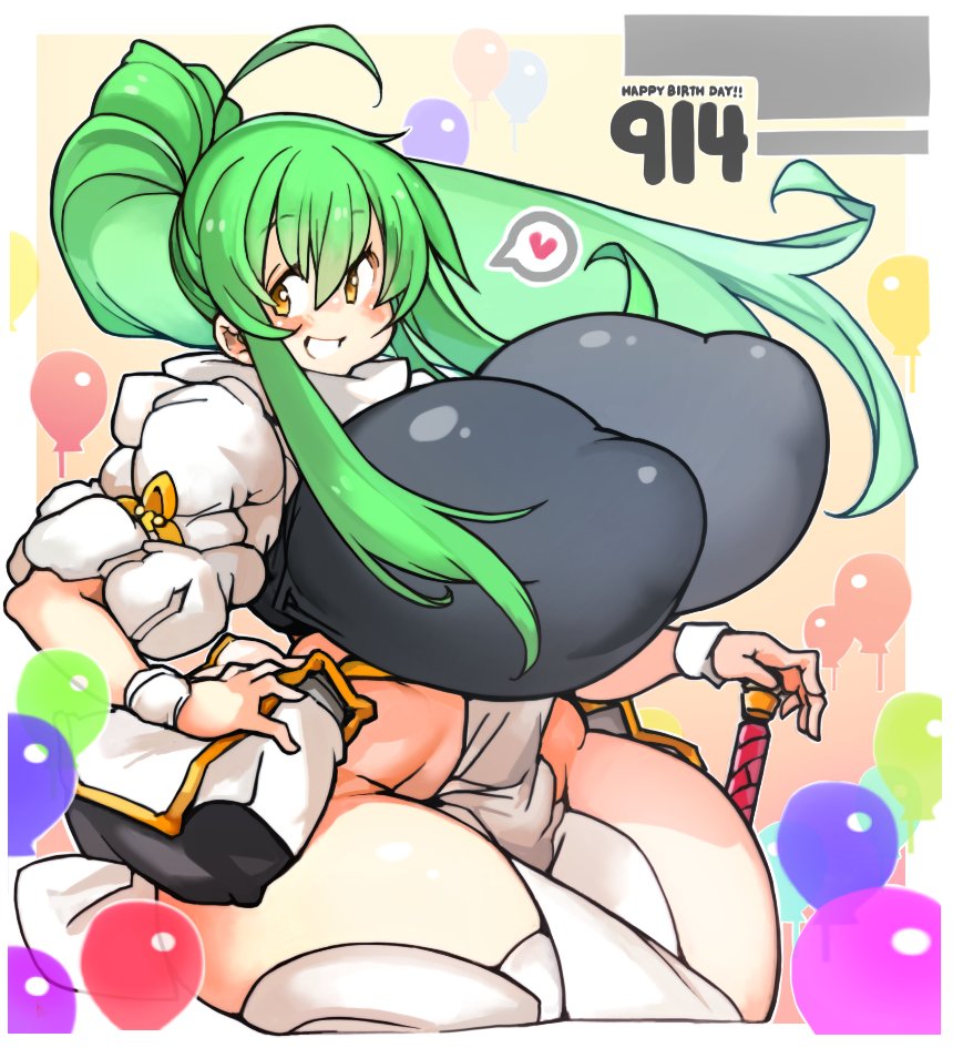 big_breasts bimbo breasts gigantic_breasts green_hair huge_breasts hyper_breasts impossible_clothes impossible_clothing impossible_shirt large_breasts massive_breasts milf sachito tight tight_clothes tight_clothing tight_shirt