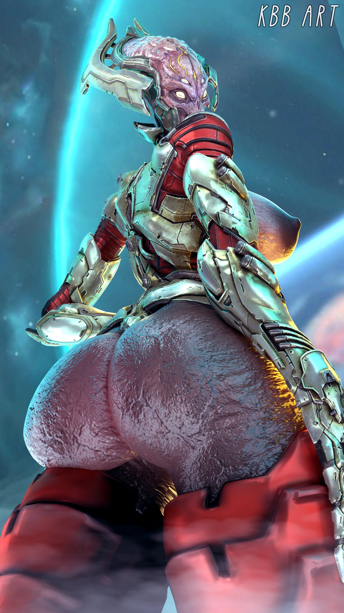 3d alien_humanoid angel angle_view ass ass_focus atsuko_(artist) big_breasts big_butt busty cum_target doom doom_(series) doom_eternal huge_ass huge_breasts kbbart khan_maykr kingbigballs mature_woman mostly_clothed nightmare_waifu older_female perfect_body red_body seductive_pose taller_female thighhighs ugly_female video_games