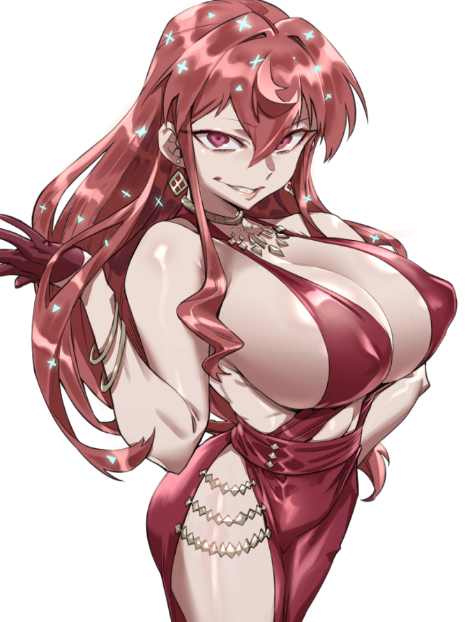 1girls 2d_(artwork) areolae ass breasts cleavage clothing hips huge_breasts large_ass large_breasts looking_at_viewer mary_landorott nipples official_art puffy_areola puffy_nipples red_eyes red_hair reincarnation_colosseum sideboob simple_background thighs white_background zunta