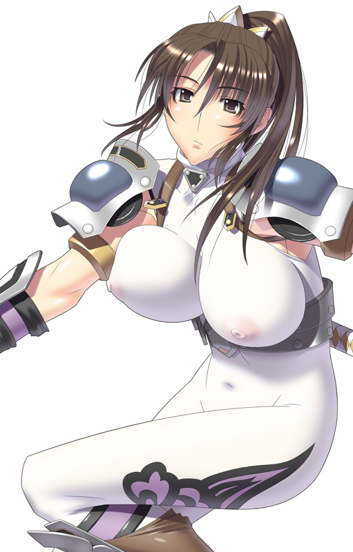 breasts brown_eyes brown_hair elbow_gloves erect_nipples female female_only gloves huge_breasts human kansuke long_hair navel nipples poorly_tagged solo soul_calibur taki thighs