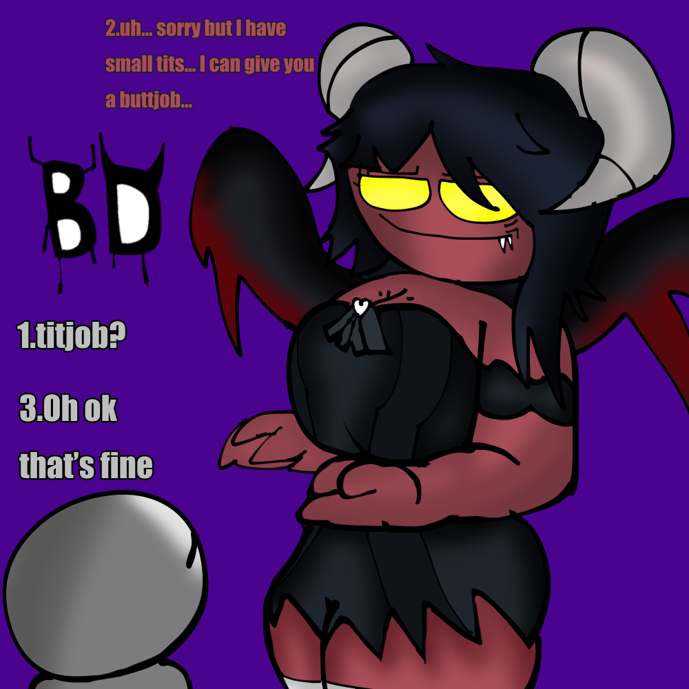 1girls a_really_fricking_big_house artist_logo artist_name artist_signature bendydemon bigger_female confusion demon demon_(a_really_fricking_big_house) demon_wings fangs horns purple_background red_skin request roblox roblox_game robloxian self_upload shocked small_breasts succubus surprised tagme watermark wings yellow_eyes