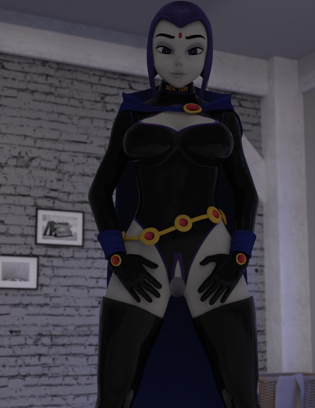 1girls 3d big_ass big_breasts breasts daz3d daz_studio dc female female_only latex pin3d raven_(dc) solo tagme teen_titans