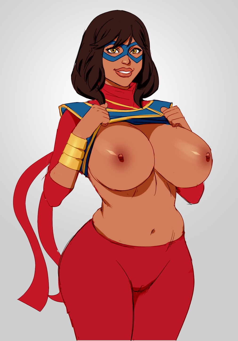 1girls big_ass big_breasts brown_hair brown_skin brown_skinned_female curvaceous curvy dark-skinned_female female female_only flashing flashing_breasts happy huge_ass huge_breasts kamala_khan large_ass large_breasts long_hair looking_at_viewer marvel marvel_comics middle_eastern ms._marvel muslim_female paheal pakistani_female showing_breasts smiling smiling_at_viewer solo standing superheroine teen thick_thighs thighs uncensored_breasts voluptuous voluptuous_female voluptuous_teen whargleblargle wide_hips yellow_eyes