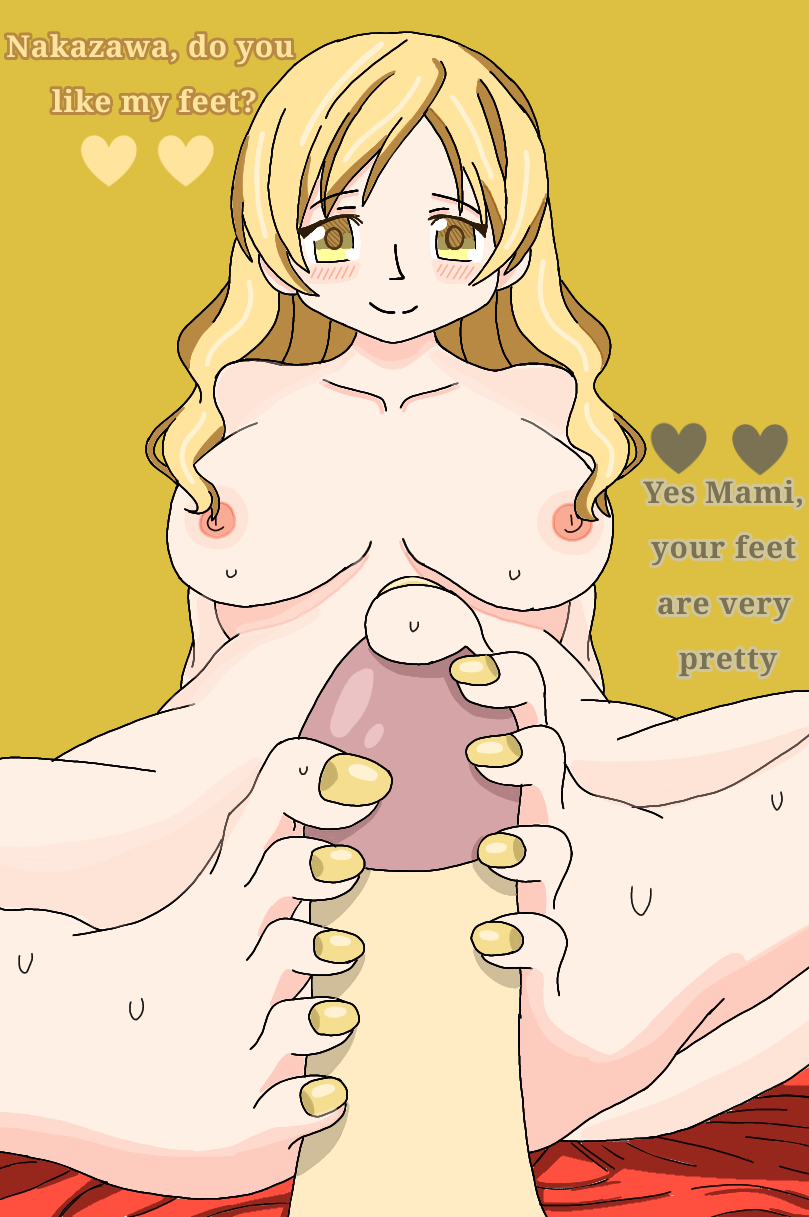 1boy 1boy1girl 1girls 2023 artist_request barefoot blonde_hair color colored edit edited female female_focus female_human female_human_feet foot_fetish foot_focus footjob mahou_shoujo_madoka_magica male medium_hair nakazawa-kun naked naked_female nude nude_female painted_nails penis penis_grab puella_magi_madoka_magica soles toes tomoe_mami voluptuous voluptuous_female yellow_eyes young