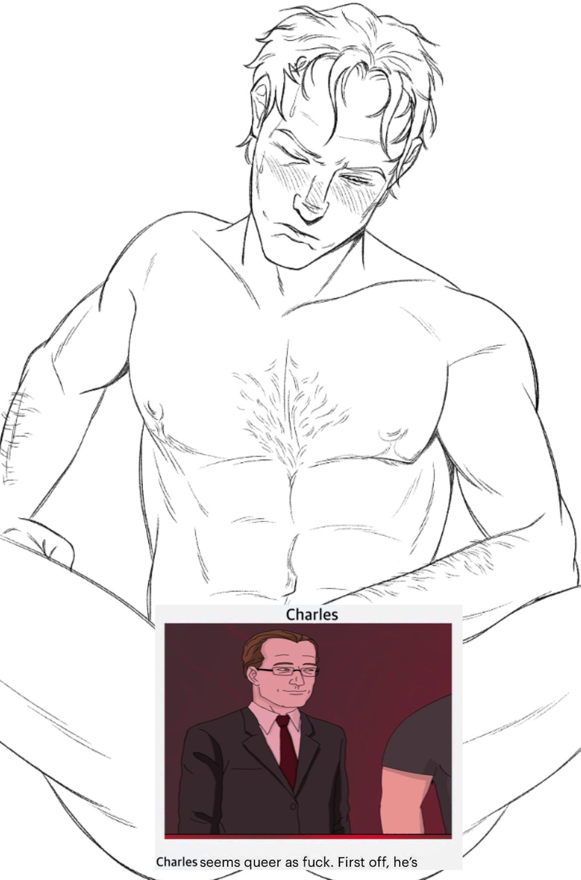 1boy censored censored_penis charles_foster_offdensen chest_hair dooshbeeg glasses glasses_removed hairy_arms hairy_chest heavily_censored humor male_only masturbation meme metalocalypse naked no_visible_genitalia nude nude_male pecs pectorals six_pack sketch solo sweat sweat_on_forehead