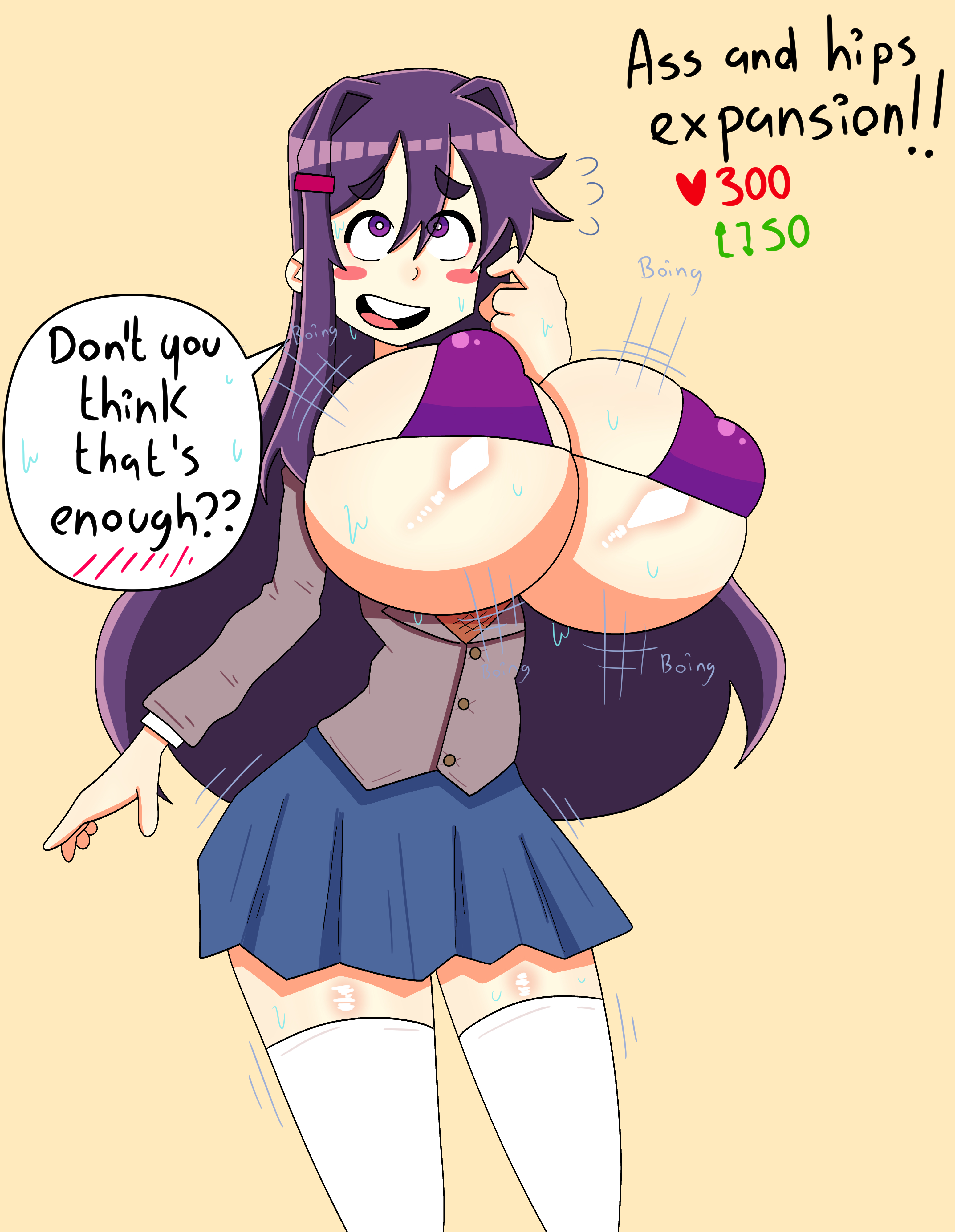 1girls, 2023, alternate breast size, breast expansion, breast growth, breast growth (enlargement), breasts, breasts bigger than head, doki doki literature club, expansion, female, female only, growth, huge breasts, original, outside, pornography, rohanemeritus, tagme, yuri (doki doki literature club)