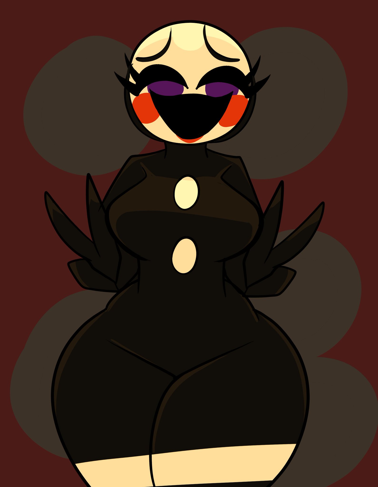 bingusbongosss, breasts, buttons, charlie emily, classic fnaf 2 marionette, classic fnaf 2 puppet, female, five nights at freddy's, marionette (fnaf), no nipples, no pussy, original fnaf 2 marionette, original fnaf 2 puppet, peace sign, puppet (fnaf), solo, the painted, thick thighs, wide hips
