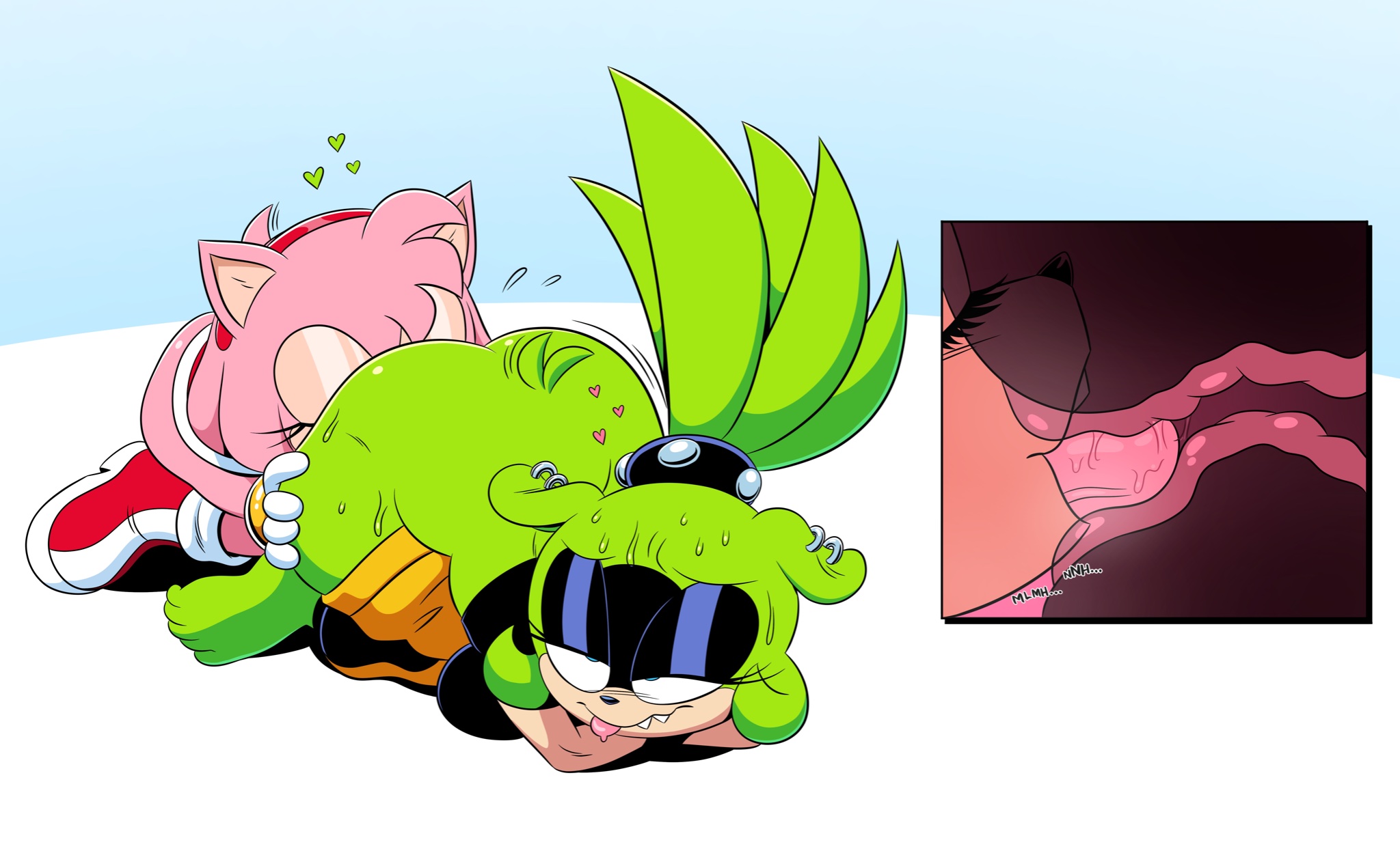 2girls, amy rose, deepcreases, female, female only, looking pleasured, multiple girls, rimjob, rimming, sonic (series), sonic the hedgehog (series), surge the tenrec, x-ray, yuri