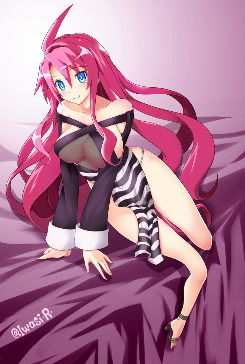 artina bed breasts disgaea disgaea_4 iwasi_r large_breasts nippon_ichi_software no_bra skimpy_clothes thighs