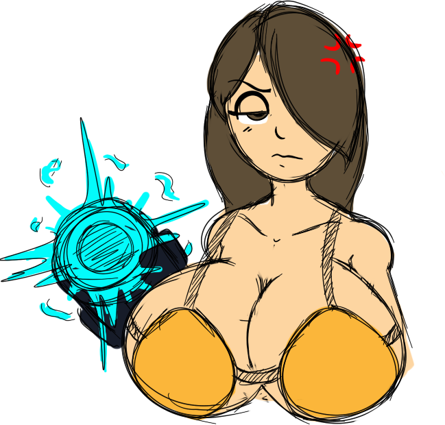 1girls 2020 alternate_breast_size angry annoyed big_breasts bra breasts brown_eyes brown_hair female female_only huge_breasts large_breasts looking_at_viewer mii mii_gunner mii_gunner_(smash_ultimate) nintendo orange_bra solo super_smash_bros. super_smash_bros._ultimate thedomely