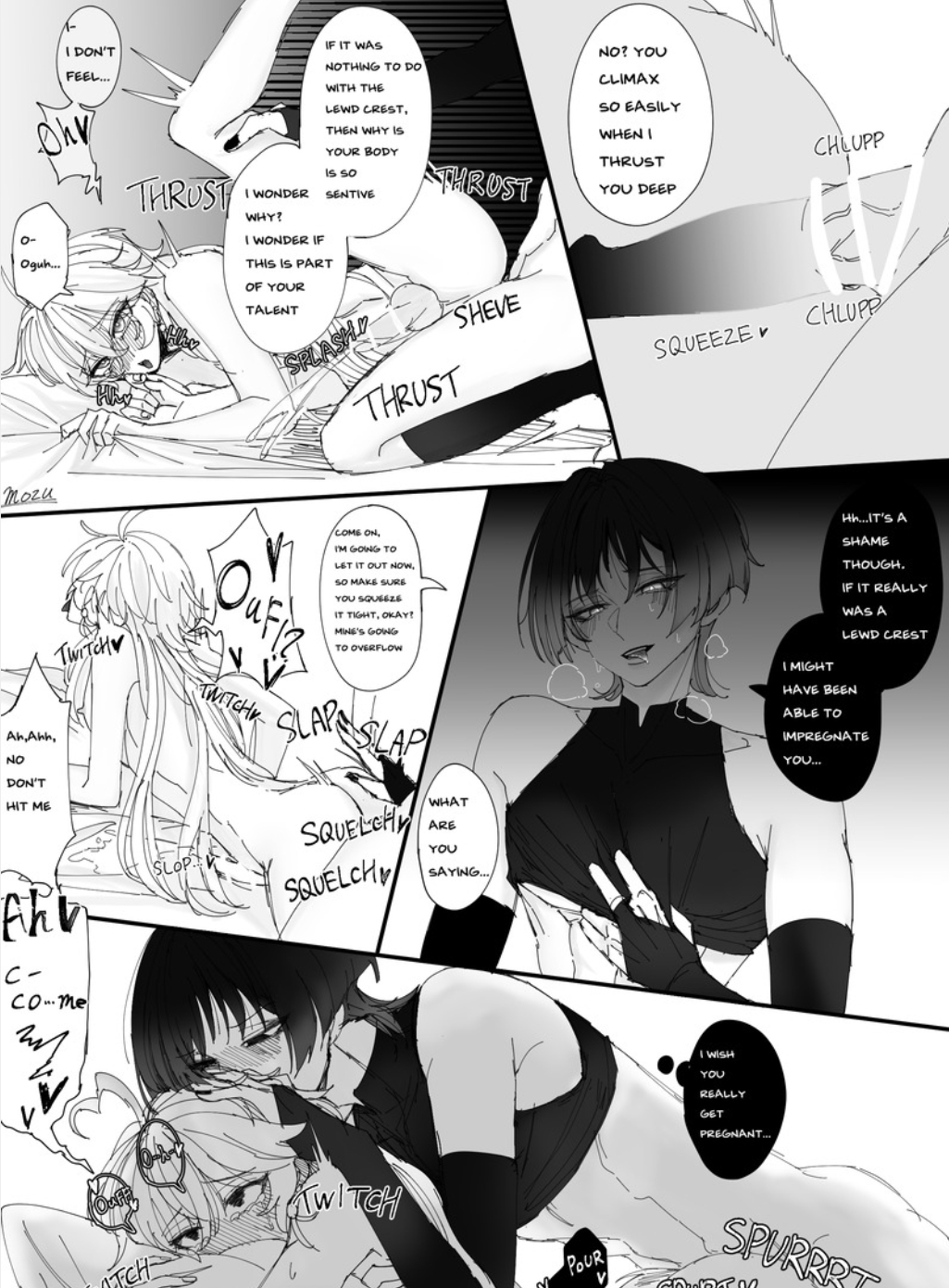 2boys aether_(genshin_impact) comic dominating english_text genshin_impact hoyoverse male manga mihoyo scaramouche_(genshin_impact) seducing submissive_male x-ray yaoi