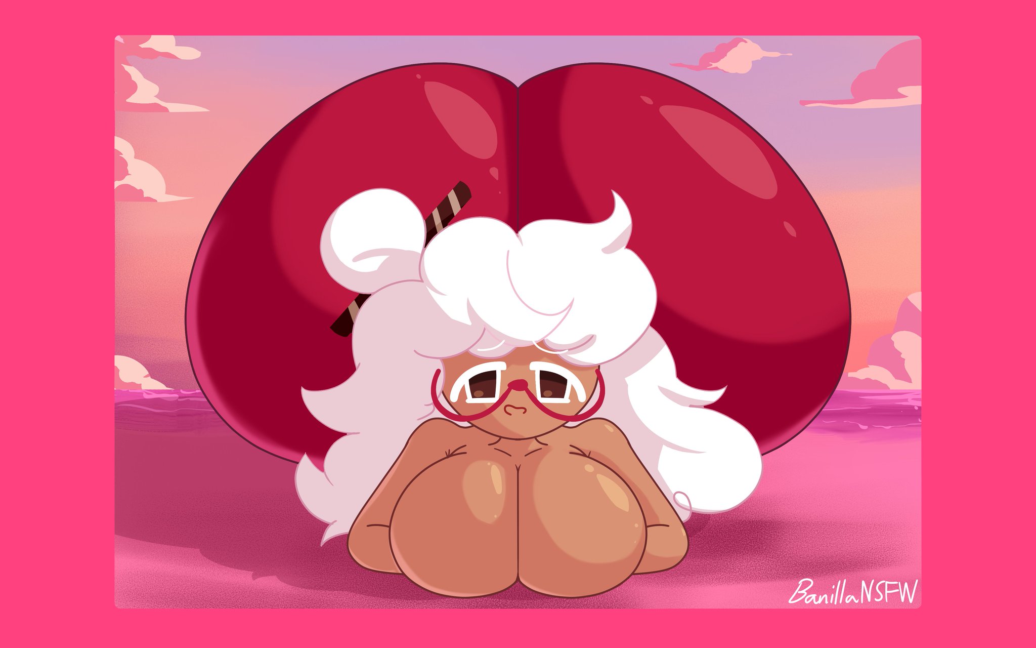 1girls, adorable, ass, ass bigger than head, banillansfw, big ass, big breasts, big butt, breasts, cookie, cookie humanoid, cookie run, cute, female, female only, food, food creature, food humanoid, glasses, happy, happy female, huge ass, huge butt, hyper ass, parfait cookie, smiling, smiling at viewer, solo, solo female, white hair