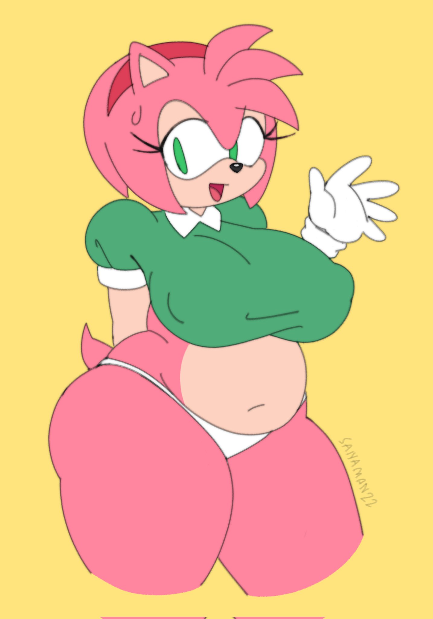 1girls amy_rose anus belly belly_button big_breasts breasts classic_amy_rose cleavage clothed clothing erect_nipple erect_nipples erection erection_under_clothes eyelashes fat female female_only fur humanoid mouth open_mouth panties saiyaman22 sega sonic_(series) sonic_cd sonic_the_hedgehog_(series) thick_thighs tongue underwear