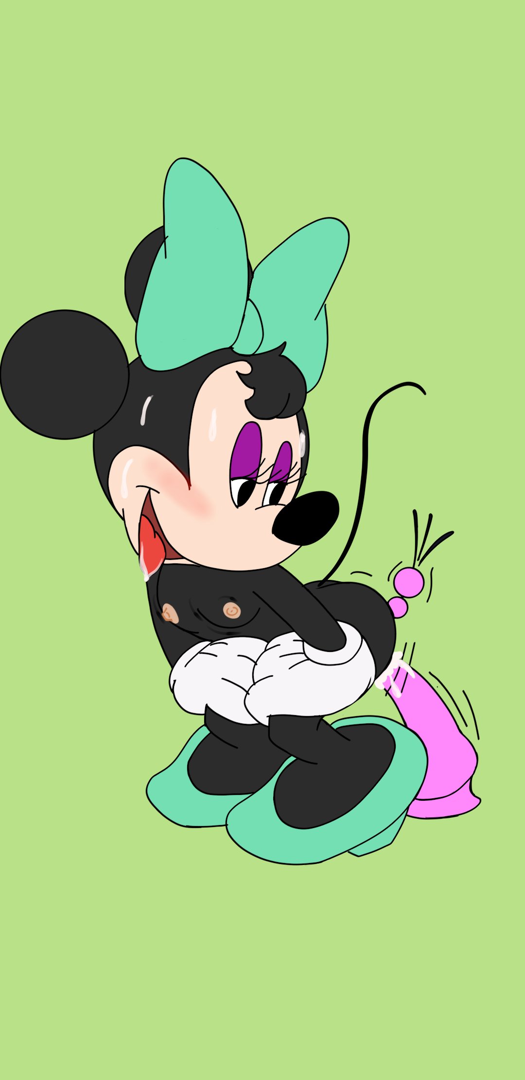 anthro ass blackmercurius_(artist) breasts cum dildo disney female furry kneeling minnie_mouse nipples tzalanti_(artist)