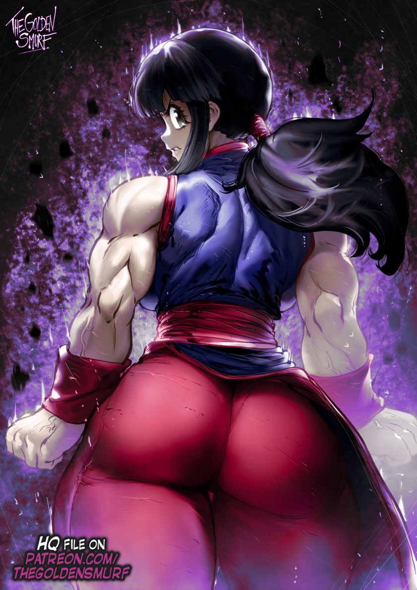 1girl 1girls 2024 2d 2d_(artwork) angry artist_name artist_signature ass aura back_view big_ass big_butt black_hair butt chi-chi_(dragon_ball) chichi clothed clothing dragon_ball energy female female_only fit_female full_color fully_clothed fully_clothed_female gray_eyes grey_eyes human human_female human_only light-skinned_female light_skin looking_at_viewer looking_back muscular muscular_female no_penetration no_sex paag patreon_username plump_ass ponytail rear_view sfw silver_eyes solo solo_female thegoldensmurf