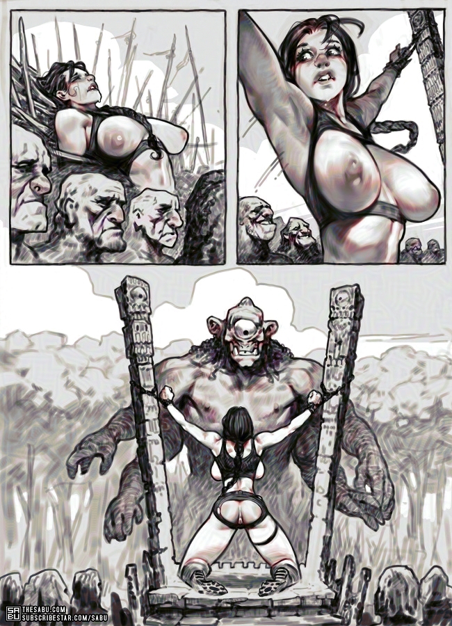 2d anus areola areolae armpits arms_up ass ass_focus big_breasts braid breasts bubble_butt busty completely_naked completely_naked_female completely_nude completely_nude_female cyclops female female_focus female_only fourarms hourglass_figure imminent_sex kneeling lara_and_the_golden_idol_(comic) lara_croft lara_croft_(classic) large_breasts light-skinned_female light_skin long_hair male monochrome nipples nude nude_female nudity prisoner sabudenego tagme tomb_raider wide_hips