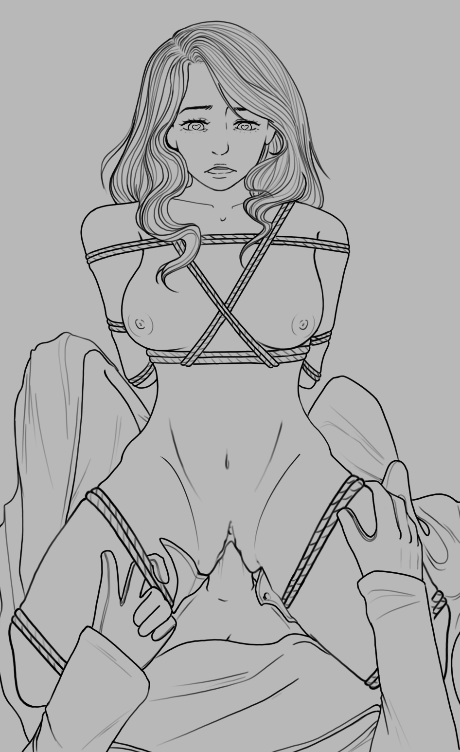 blank_background bondage clothed_sex crossover dbd dead_by_daylight fully_nude ghostface_(scream) kate_denson line_art riding_cock rope_bondage scream_(franchise) woman_on_top