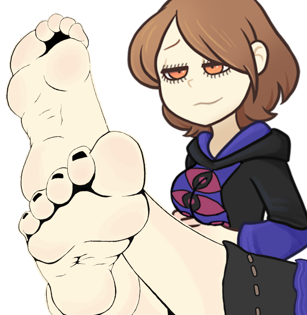 1girls brown_hair clothed divilethion feet feet_together feet_up foot_focus lynn_(divilethion) medium_breasts orange_eyes priest robe rule_63 smirk thick_eyelashes