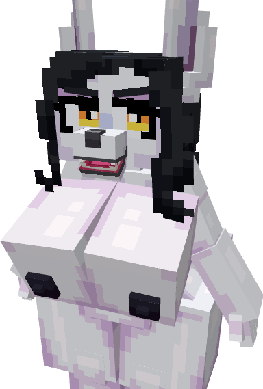 3d angry big_ass big_breasts black_nipples cubic_body cubic_breasts furry furry_female massive_breasts minecraft naked officer_pai_(miso_souperstar) solo_female twerking white_fur yellow_eyes