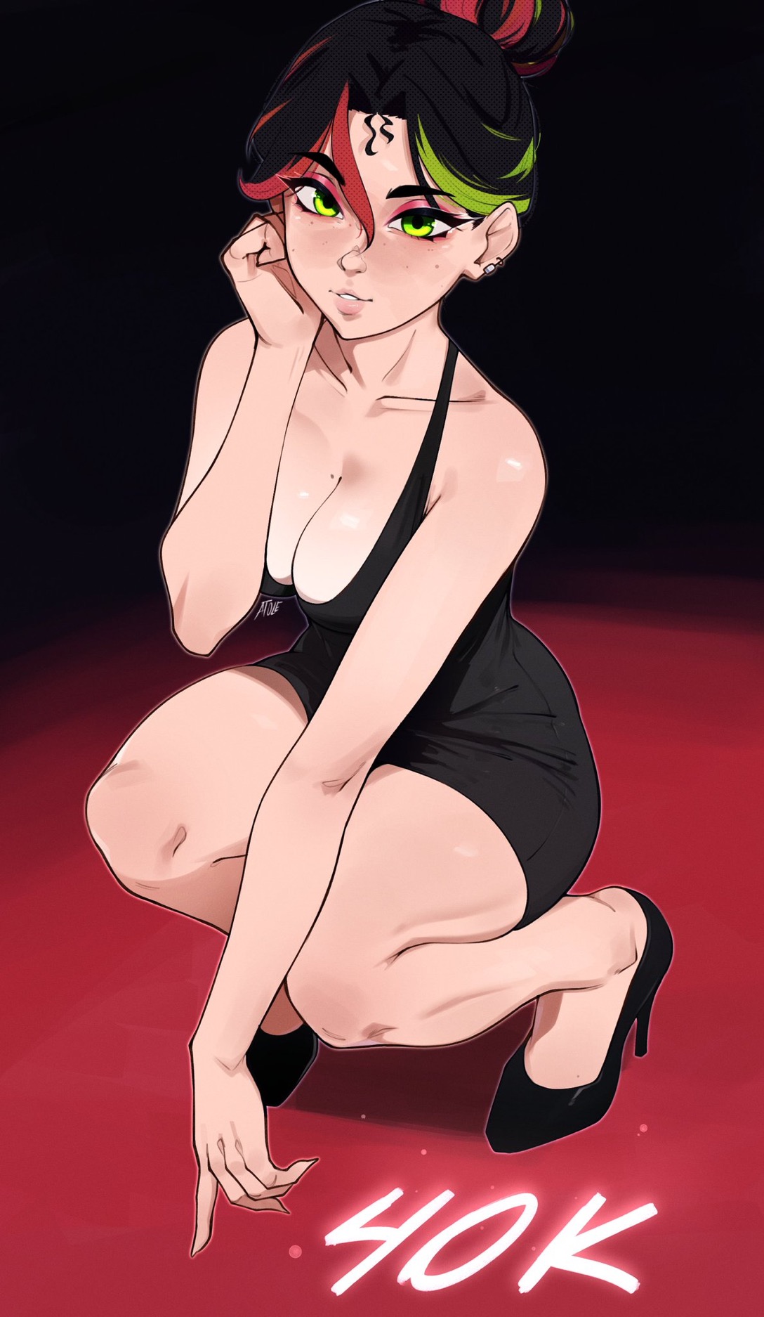 1girls, cleavage, female, female only, fortnite, fully clothed, green eyes, helsie (fortnite), lilatole, solo