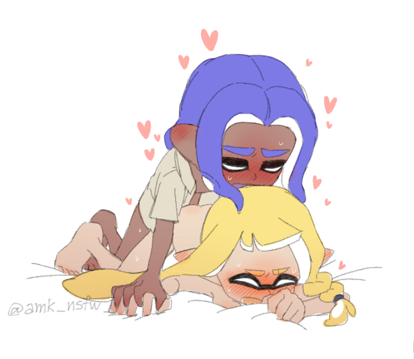 animal humanoid, anthro, ass, ass up, blush, cephalopod, cephalopod humanoid, cute, doggy style, embarrassed, embarrassed nude female, female, hinibosu, hiro (splatoon), humanoid, inkling, inkling girl, mask (marking), new agent 3 (splatoon), nintendo, nude, nude female, octoling, octoling boy, octopus, pointy ears, pseudo hair, pussy, splatoon, splatoon (series), splatoon 3, squid, tentacle, tentacle hair, vaginal penetration, veronika (splatoon)