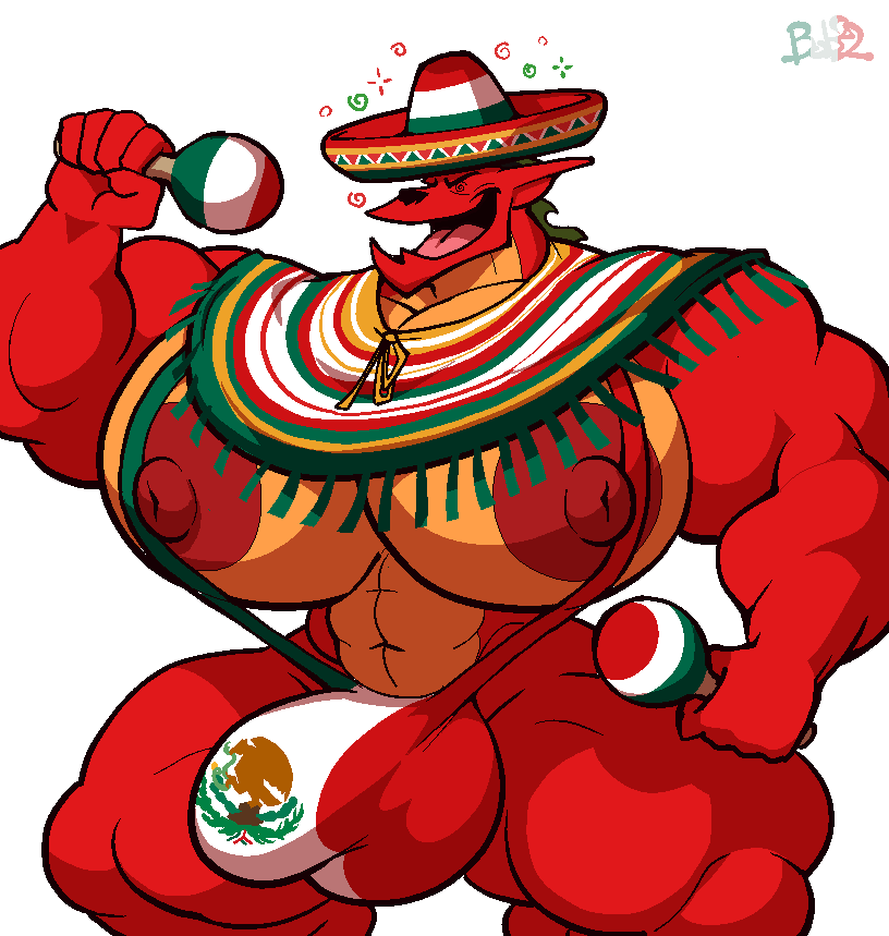 16th_of_september accessory american_dragon:_jake_long anthro big_bulge big_nipples bobthetanuki brainwashing bulge clothing dia_de_la_independencia_de_mexico disney dragon hat headgear headwear holidays huge_bulge huge_moobs huge_nipples intelligence_drain jake_long male male_only maraca mexican_flag mexican_flag_bikini mind_alteration muscular muscular_anthro muscular_male musical_instrument nipples percussion_instrument personality_change quechquemitl red_body red_scales scales solo solo_male sombrero spiral_eyes stereotypical_mexican