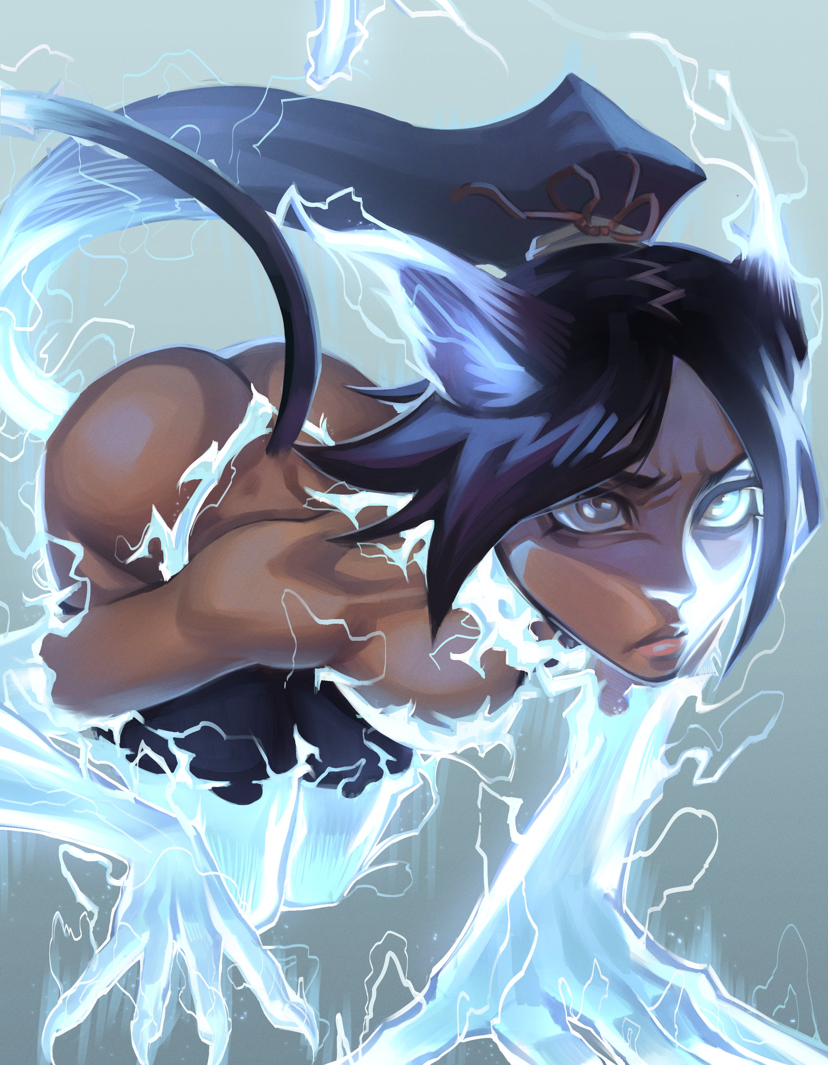  obarii, animal ears, animal hands, animal legs, ass, big ass, big butt, bleach, cat ears, cat girl, cat tail, catgirl, dark skin, dark-skinned female, female, revealing clothes, shihouin yoruichi, tail, transformation