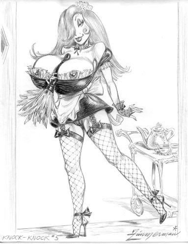 disney jessica_rabbit julius_zimmerman knock_knock maid monochrome nipples tagme who_framed_roger_rabbit