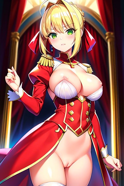 ai_generated big_breasts blonde_female blonde_hair fate/grand_order fate_(series) female green_eyes naked nero_claudius_(fate) nero_claudius_(fate)_(all) pussy