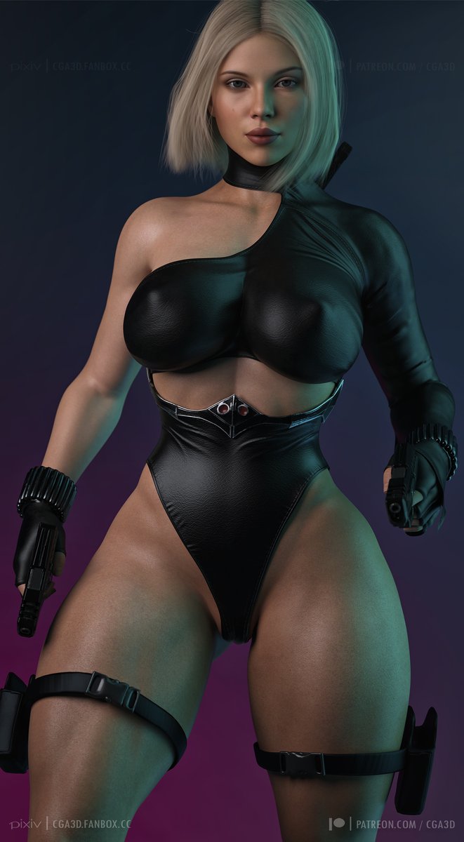 1girls, 3d, 3d (artwork), abs, ass, big ass, big breasts, black widow (marvel), blonde hair, bodysuit, breasts, breasts bigger than head, bubble butt, busty, butt bigger than head, cga3d, cleavage, curvaceous, curvy, curvy female, curvy figure, dual wielding, erect nipples, erotichris, female, female only, gun, hourglass figure, human, human only, light skin, light-skinned female, looking at viewer, looking over shoulder, marvel, marvel cinematic universe, marvel comics, medium hair, natasha romanoff, nipples, red hair, scarlett johansson, solo, solo female, superheroine, tagme, thick ass, thick thighs, thigh holster, voluptuous, voluptuous female, weapon, wide hips