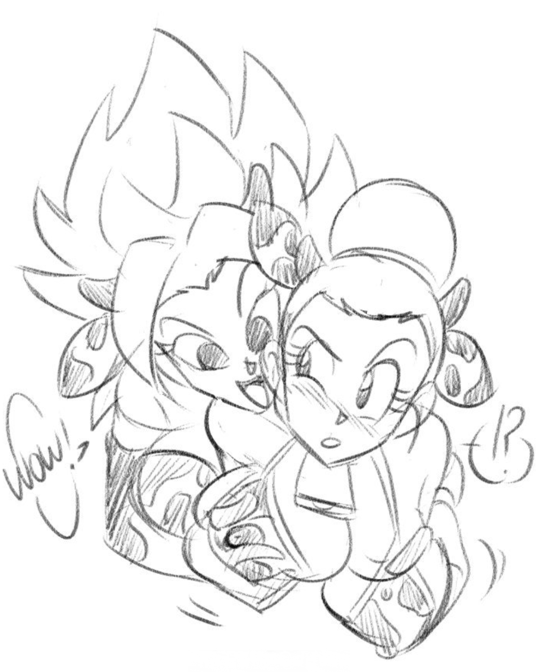 2girls, big breasts, blush, breasts, caulifla, chichi, cow ears, cow girl, cowbell, dragon ball, dragon ball super, female, funsexydragonball, gloves, grabbing breasts, multiple females, multiple girls, universe 6/universe 7, yuri