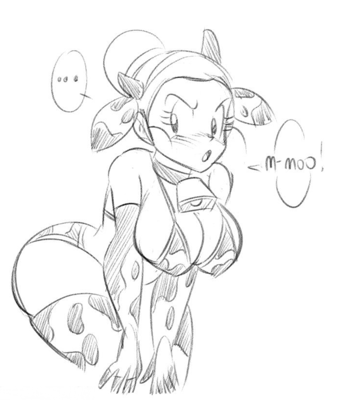 1girls, ass, bent over, big ass, big breasts, black and white, blush, breasts, chichi, cow bikini, cow ears, cow girl, cow horns, cow print, cow print armwear, cow print gloves, cow print legwear, cow print lingerie, cow print panties, cow print thighhighs, cowbell, dragon ball, dragon ball super, dragon ball z, female, funsexydragonball, monochrome, thighs