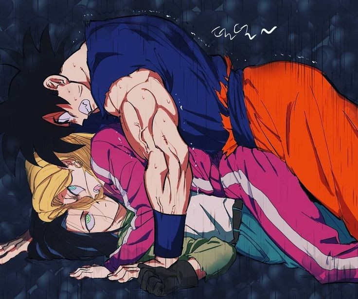 android 17, android 18, black hole, close-up, dragon ball, dragon ball super, female, jordanjoestar, pressed against, son goku, trio