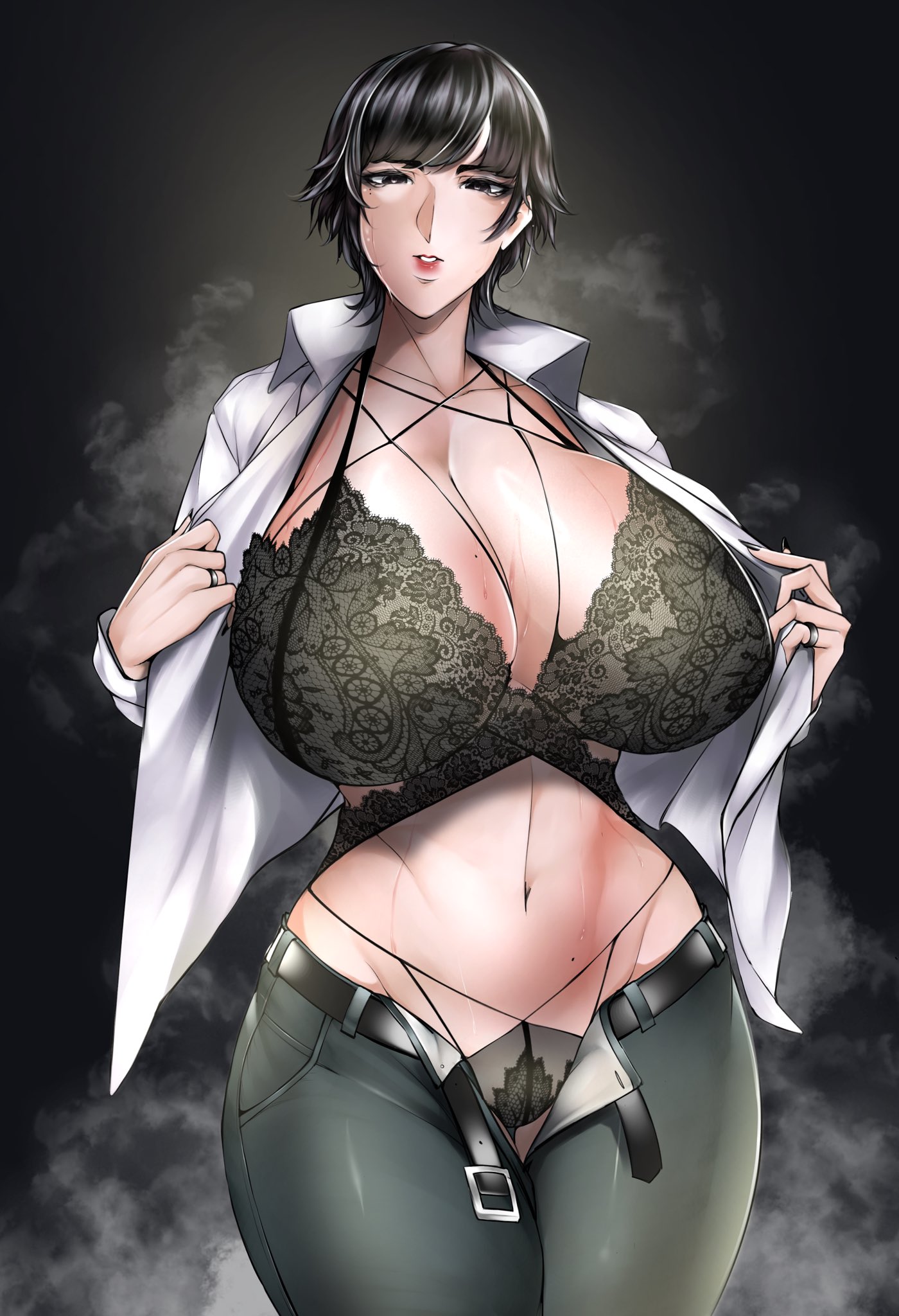 1girls, big breasts, black hair, bra, breasts, busty, cleavage, curvaceous, curvy, curvy female, curvy figure, female, huge breasts, large breasts, original, original character, tomboy, voluptuous, zenatsu