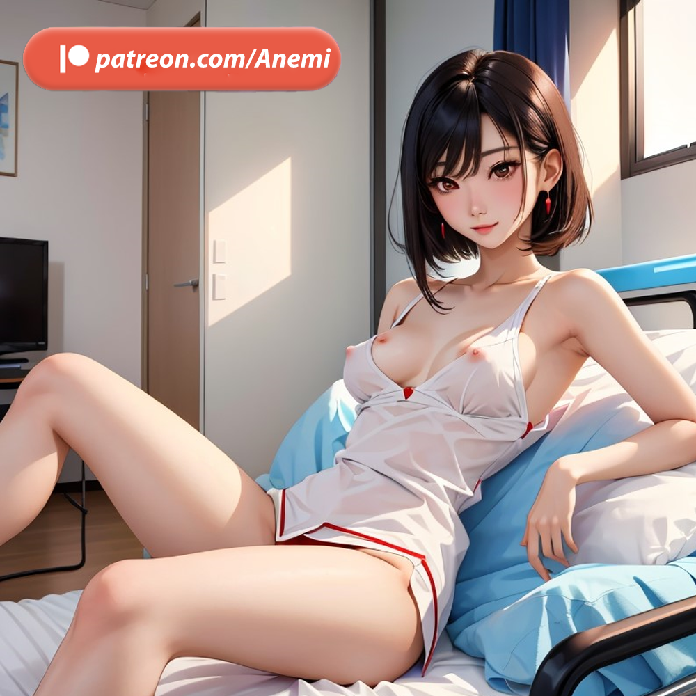 ai_generated anemi asian asian_female black_eyes black_hair breasts girl hospital korean short_hair watermark