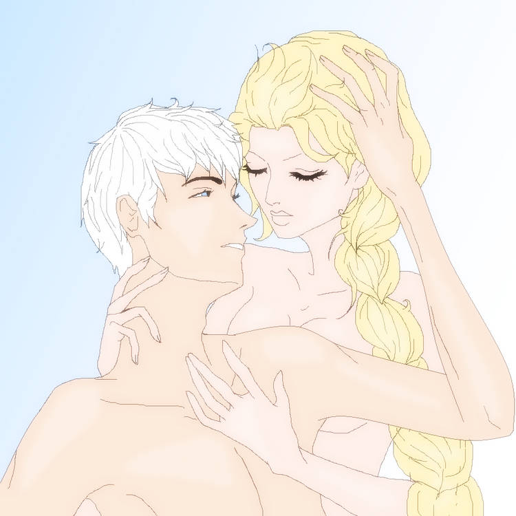 1boy 1girls arms_around_neck ass blonde_female blonde_hair closed_eyes cowgirl_position crossover disney disney_princess dreamworks elsa_(frozen) female_on_top frost frozen_(film) hand_in_hair hand_on_thigh hugging ice jack_frost jack_frost_(rise_of_the_guardians) jelsa kissing making_out moon moonlight nude nude_female nude_male on_lap outdoors outside passionate passionate_kiss rise_of_the_guardians romantic silver_hair white_hair