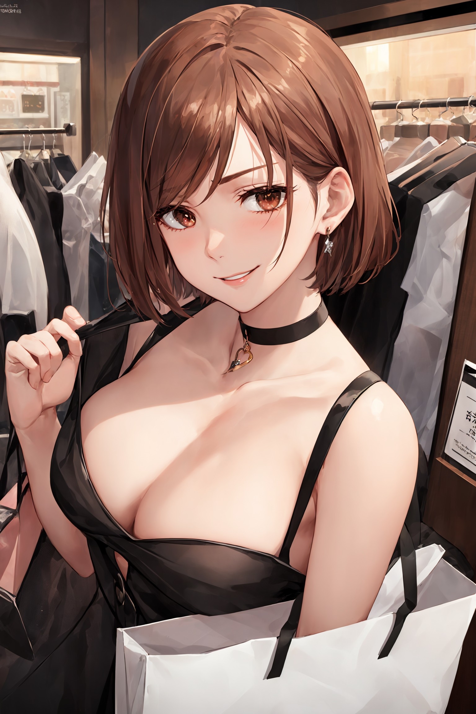 1girls, ai generated, brown eyes, brown hair, female, female only, human, jujutsu kaisen, kugisaki nobara, mommy, nervous, short hair, shy, solo, stable diffusion