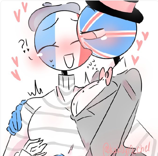 blush countryhumans countryhumans_girl france_(countryhumans) kak0yt0_chel kissing relationship united_kingdom_(countryhumans)