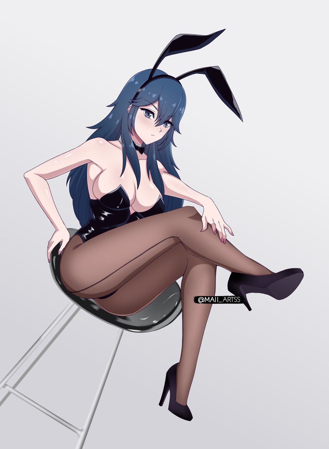 alternate_costume breasts bunny_ears bunny_girl bunnysuit female female_only fire_emblem fire_emblem_awakening lucina_(fire_emblem) maii_artss nintendo solo