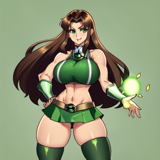 ai_generated ben_10 ben_tennyson benfire dc female_ben large_breasts lowres rule_63 starfire tagme teen_titans thick_thighs thin_waist wide_hips