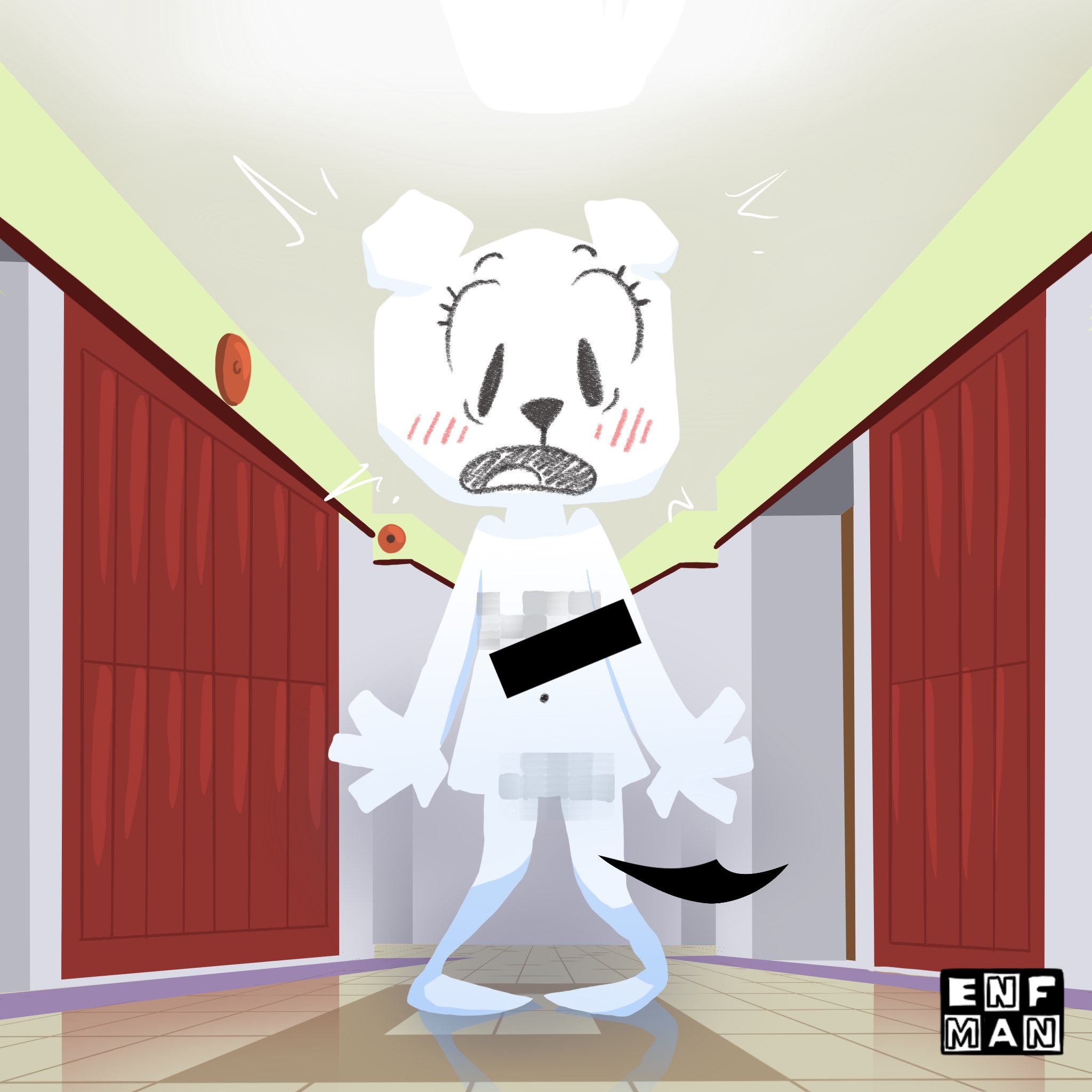 1girls, anthro, canonical scene, censor bar clothing, censored, embarrassed, embarrassed nude female, enf, female, furry, nude, public nudity, school, senftember, senftember (2023), teri (tawog), the amazing world of gumball, theenfman, unintentional exhibitionism